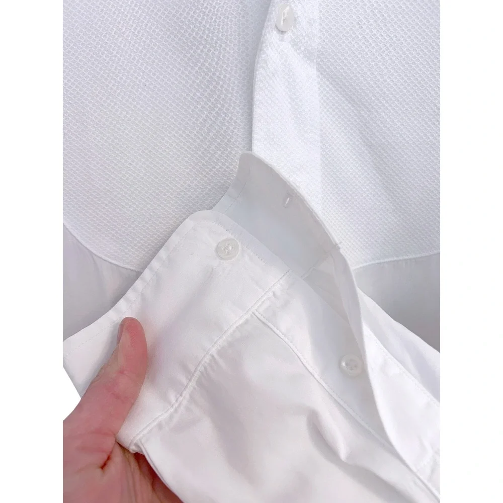 Frank & Eileen Victoria White Collarless Tuxedo Shirt Bib Cotton Womens Large - Picture 8 of 13